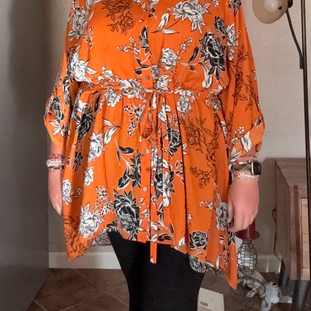 Avenue Orange Floral Tunic Top